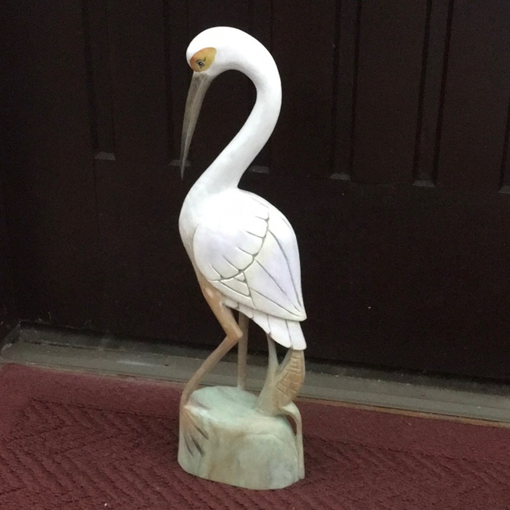 Wooden Great Egret Carving